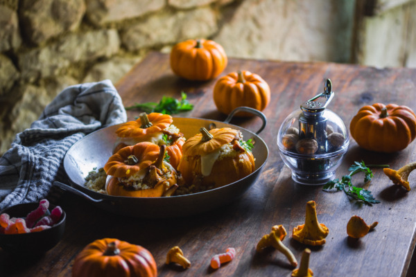 Bulgur & Mushroom Stuffed Pumpkins Recipe