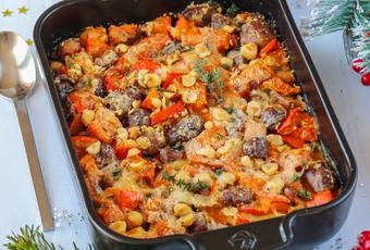 Gratin de potimarron, patates douces et châtaignes