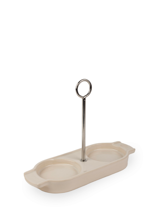 Linéa Ceramic tray for two mills, in ecru color - Peugeot Saveurs