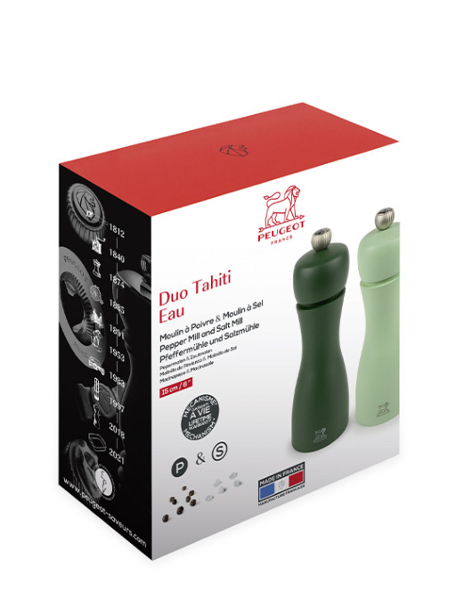 Tahiti Set of manual beech wood salt and pepper mills in moss