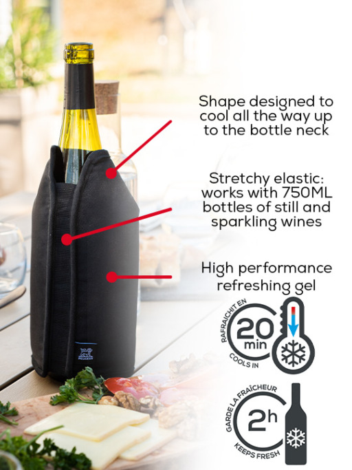 Frizz Black expandable wine cooling sleeve, 23cm - 9in - Peugeot