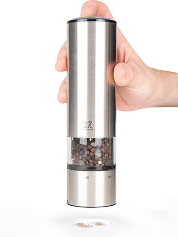 Elis sense U'select electric salt and pepper mills in stainless
