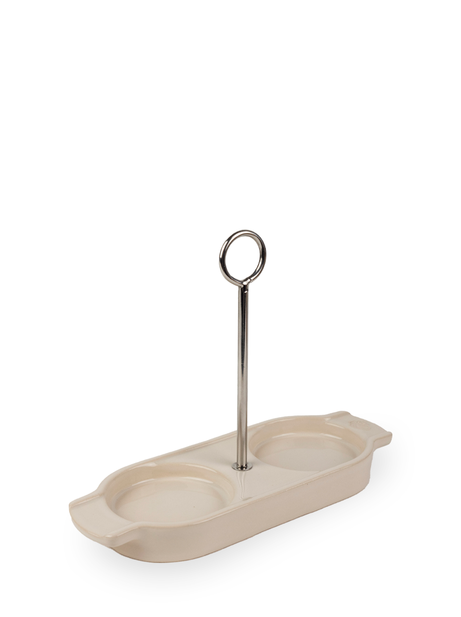 Linéa Ceramic tray for two mills, in ecru color - Peugeot Saveurs